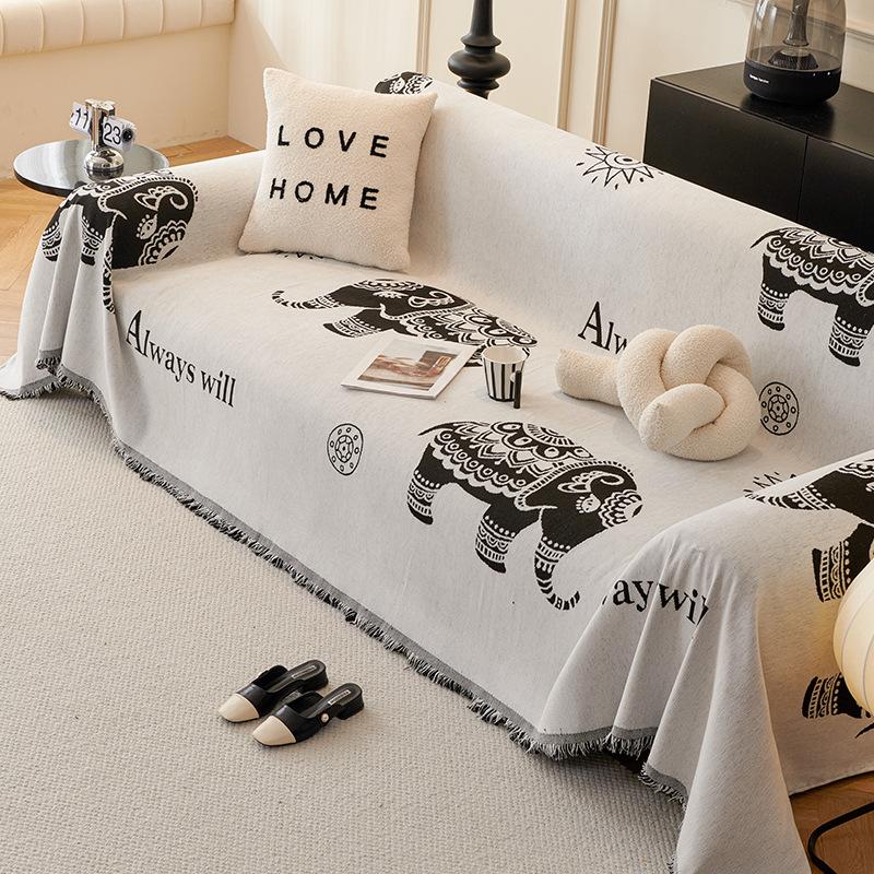 Cartoon Creative Elephant Sofa Towel Chenille Anti-Scratching Sofa Cover Cloth Dustproof Sofa Cover Universal Cover
