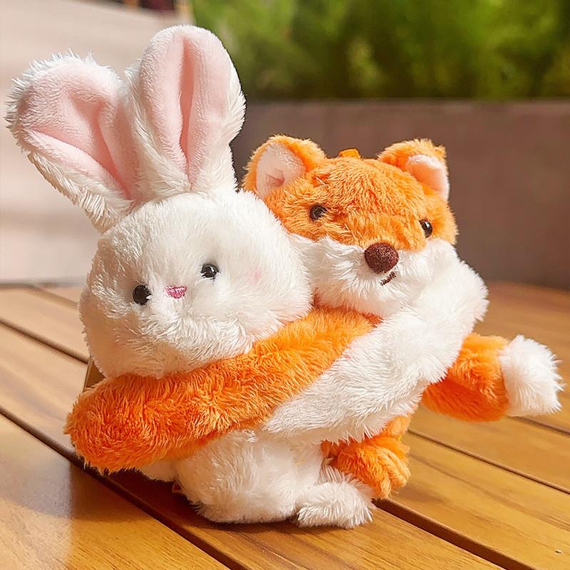 Monkey Cute Rabbit Fox Dog Penguin Cartoon Animal Pair Plush Toy Pendant
