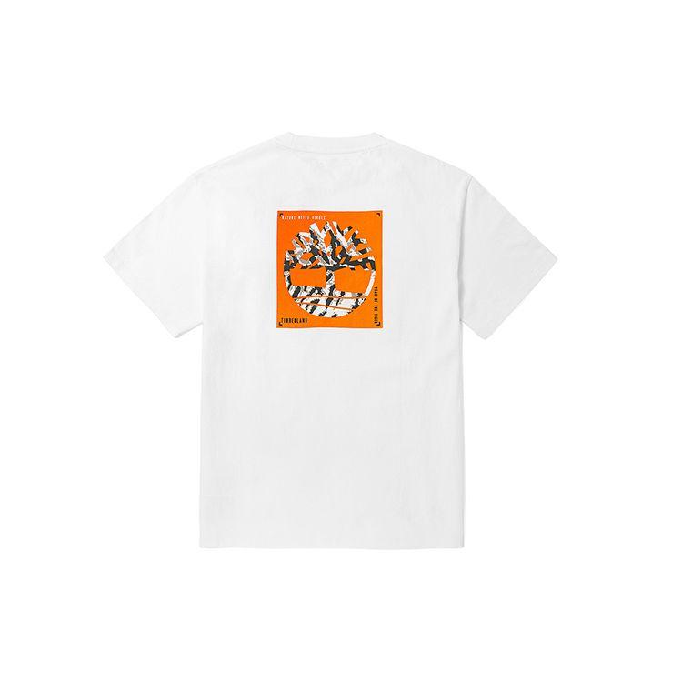 Timberland Casual Camouflage Print American Vintage Loose Short Sleeve T-Shirt Men Tops White A27GE-100