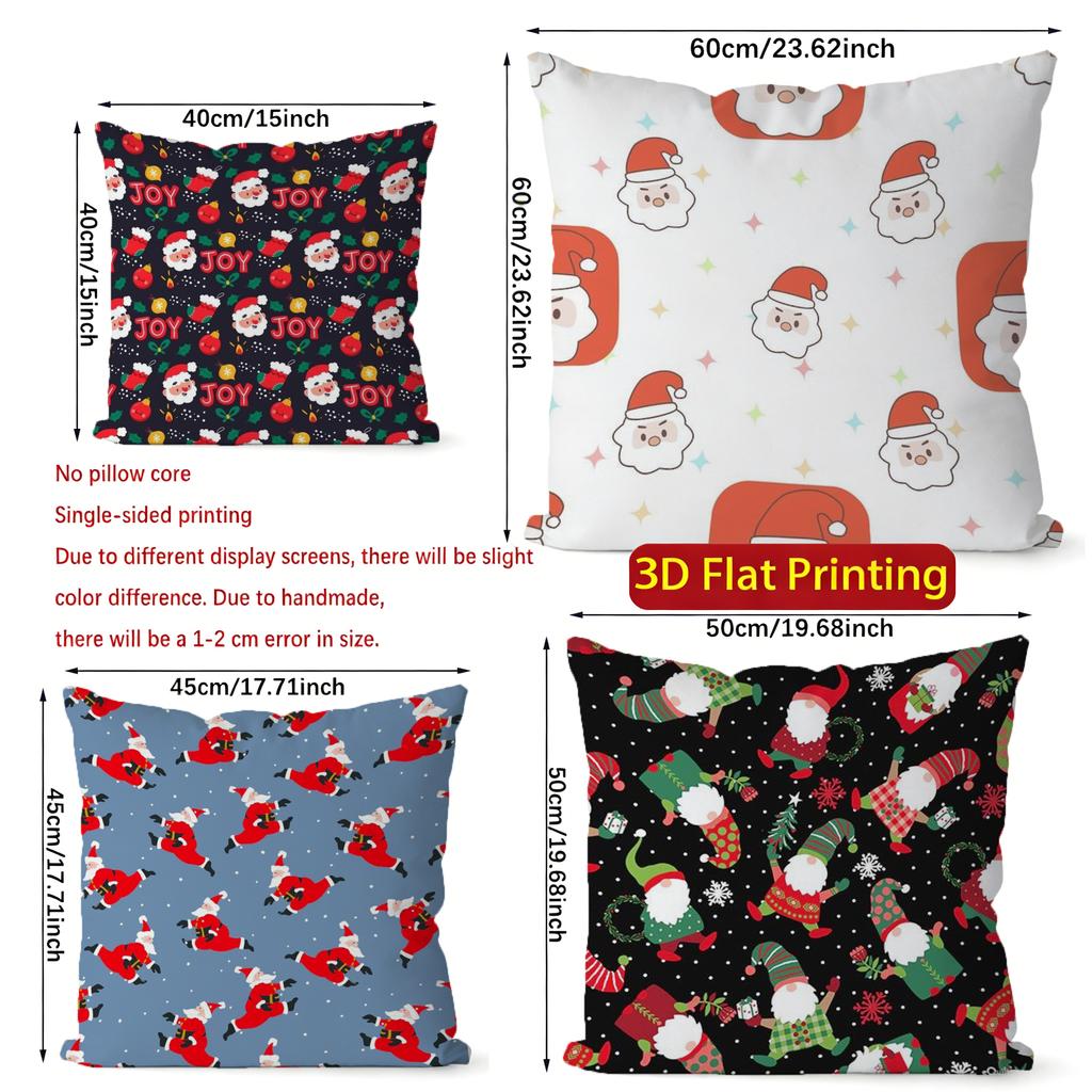 Christmas Cute Santa Throw Pillow Covers Pattern Cushion Cover Suitable for Sofa Bedroom Car Pillow Cover