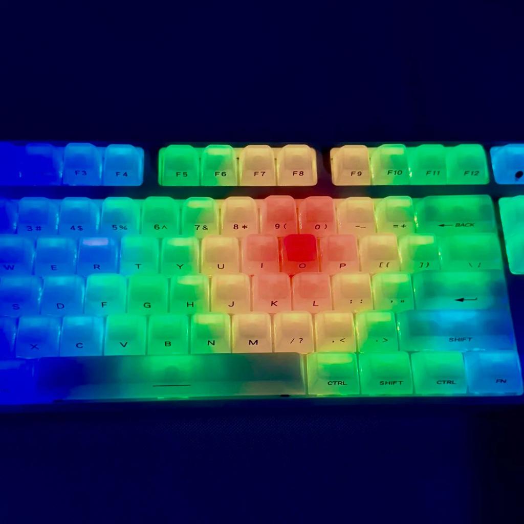 Foggy Transparent Crystal PC Keycaps OEM Profile Creamy White Side Print RGB Backlit Keycaps 115 Keys for MX Switches Keyboard