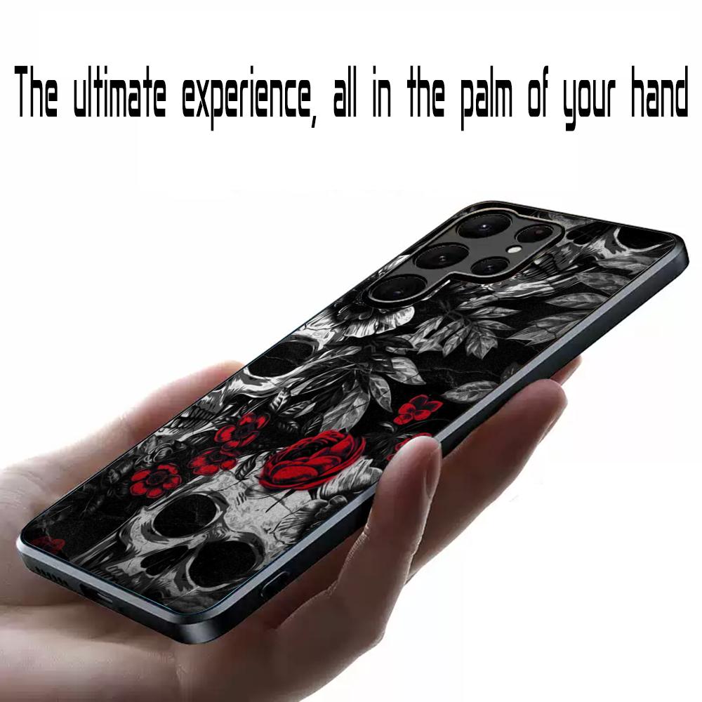 American skull retro fashion design Phone Case For Samsung Galaxy S25 S24 S23 S22 S21 S20 Plus Ultra Note20 Soft Black