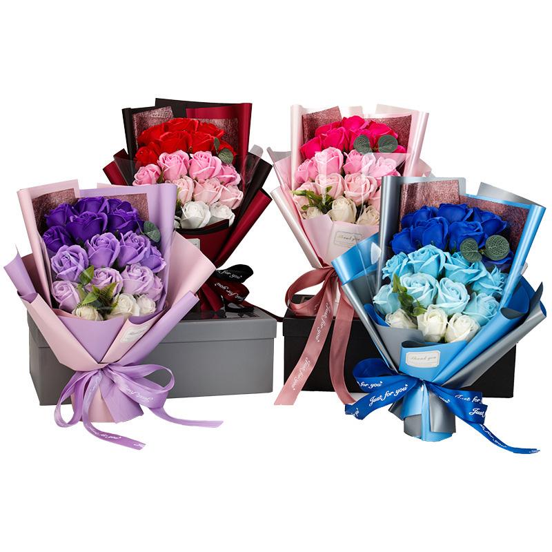 

1 шт. модный букет роз День святого Валентина Декор для вечеринки мыло цветок искусственная роза подарочная коробка фиолетовый