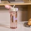 Water bottle high value straw cup girls summer portable plastic water cup student sports cup easy to hand high temperature anti-drop cute