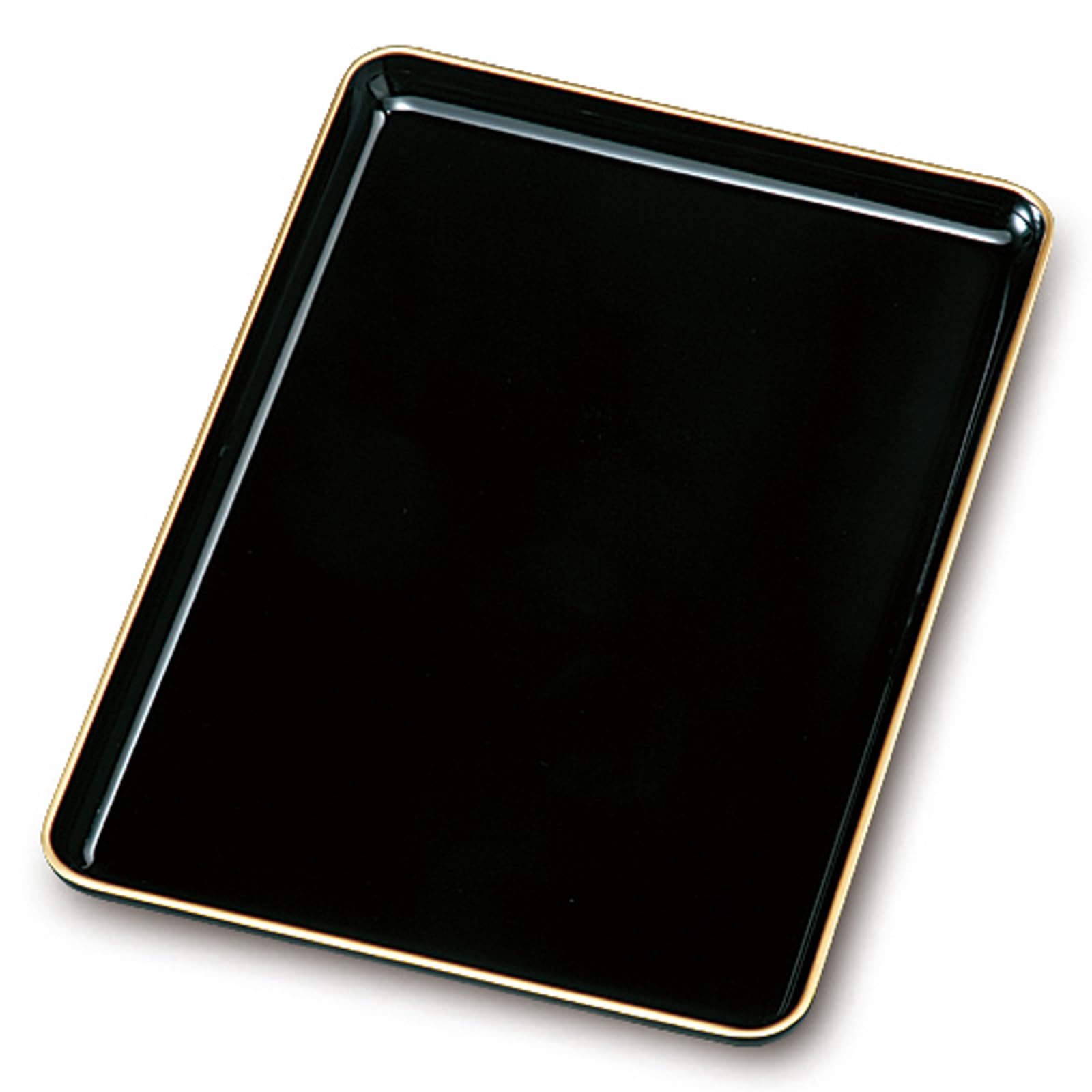 

Nakanishi Kogei PC Stamp Tray, Black with Gold Rim (Urea Resin), 27cm, for Business Cards, Offerings, Memorial Services, Funerals, and Ceremonial