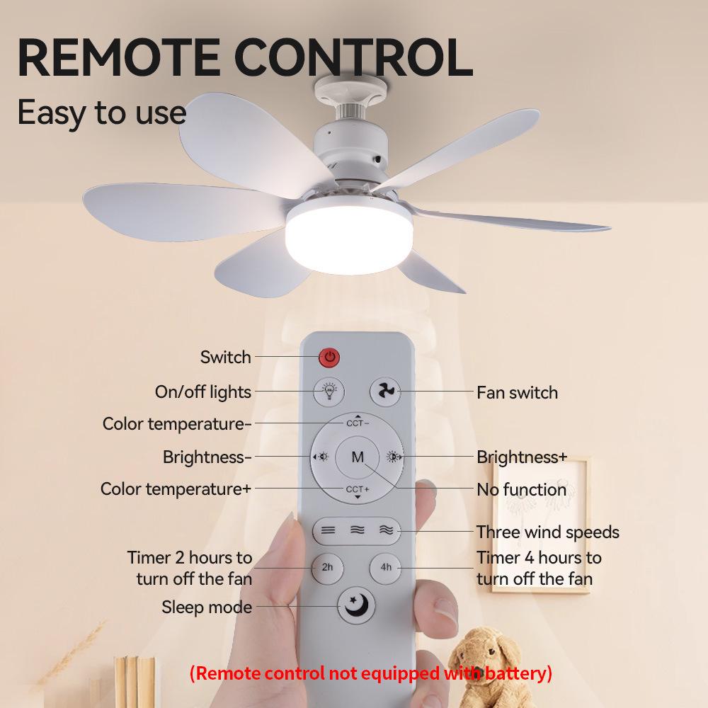 52CM LED Ceiling Fan Light with Six Removable Blades and Remote-Controlled Three-Speed Settings