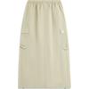 Li Ning Sports Lifestyle Series Solid Color Mid Waist Comfortable Breathable Loose Casual Long Skirt Women Skirts Foam-Khaki ASKU158-1