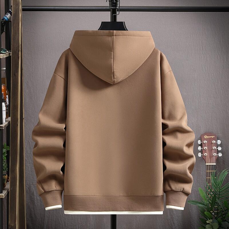 2025 Höst/Vinter Herr Sweatshirt: Trendig falsk tvådelad med broderi i kinesisk stil, perfekt för mellanstadieelever