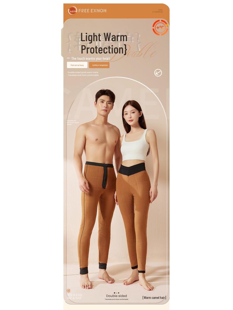 Herren- und Damen-Woll-Baumwollhosen mit hohem Bund - Verdickt, mit Plus-Samt, gebürstet für Wärme im Herbst und Winter.
