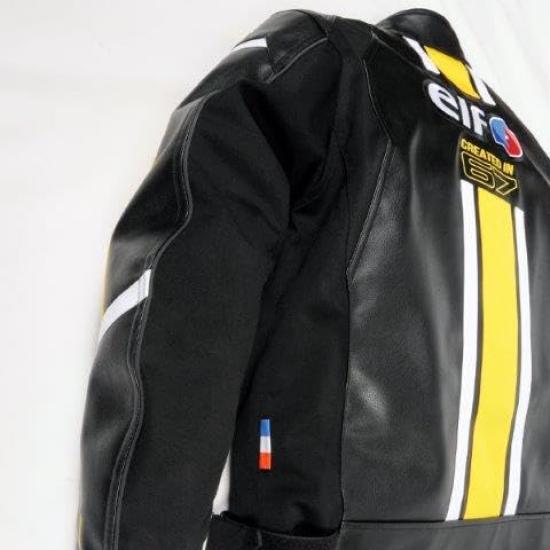 Flagship elf Evoluzione PU Leder Motorradjacke in Übergröße, Herbst/Winter-Modell, 4L, Gelb, EJ-W120