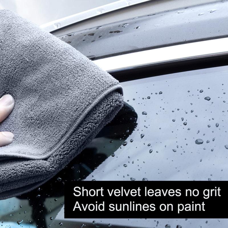 1Pc Gray Car Cleaning Double-Sided Velvet Towel Suede Car Towel,30*40cm Double-Sided Velvet Towel,Car Cleaning Tool Accessories