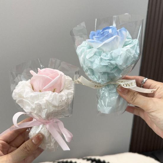 Scented Artificial Flower Bouquet Handmade Mini Aromatherapy Soap Rose Floral Arrangement Romantic Valentine's Day Gift for Home Car Decoration