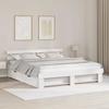 Bed Frame with Headboard White 200 x 200 cm Solid Pine Wood