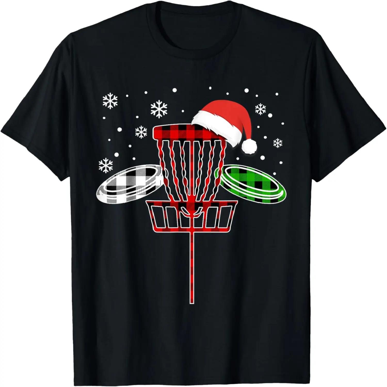 

Three Disc Golf Buffalo Plaid Christmas Pajama Ugly X-mas T-Shirt S чёрный