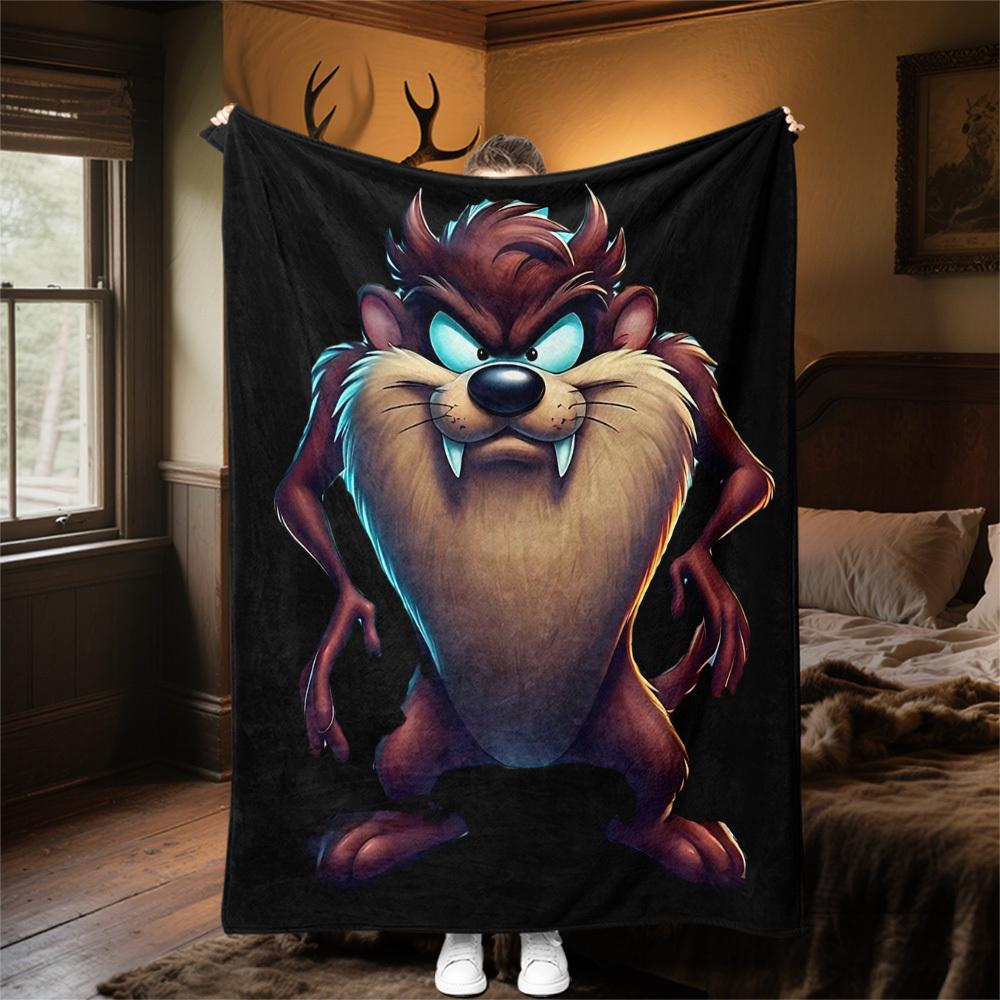 Diavolo della Tasmania, personaggio dei cartoni animati, - Coperta da lancio, Morbido copriletto, Coperte in flanella, Soggiorno, Viaggio, Campeggio, Uso per tutte le stagioni077