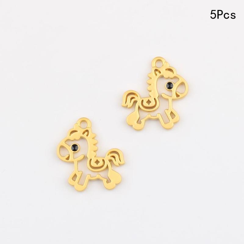 5 Pièces Pendentif Cheval Coloré Creux Charms Minimalistes Alliage Poney Fabrication de Bijoux Boucles d'Oreilles Bracelet Collier Accessoires DIY