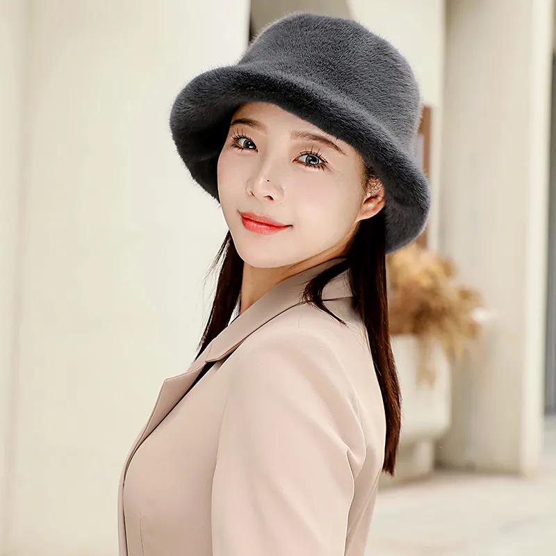 WTEMPO Women's Versatile Plush Retro Elegant Warm Thickened Hats Soft Solid Color Autumn Winter Casual Windproof Cold-proof Hats