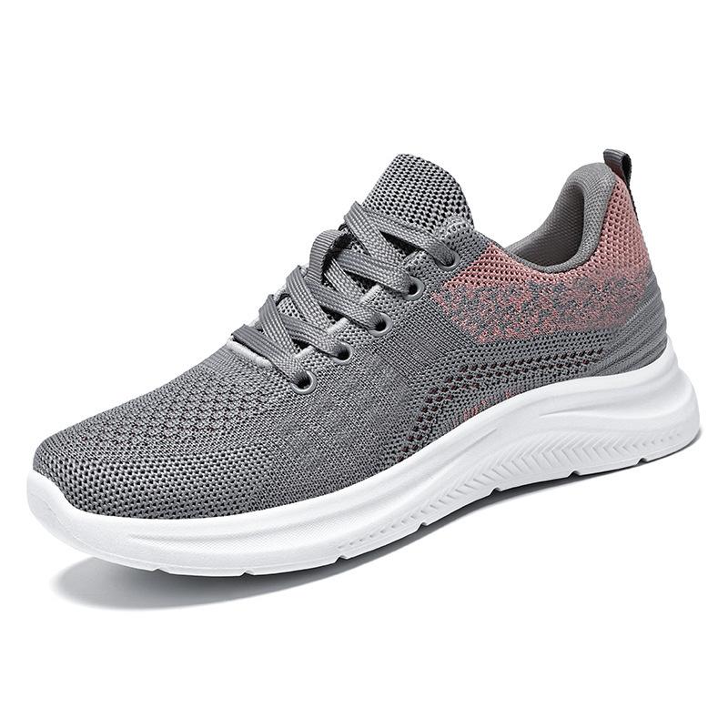 Jinshiyuanshu Shoes Women's Shoes Shallow Mouth Sneakers Flying Weaving Breathable Mesh Shoes Running Shoes Comfortable Women's Single Shoes