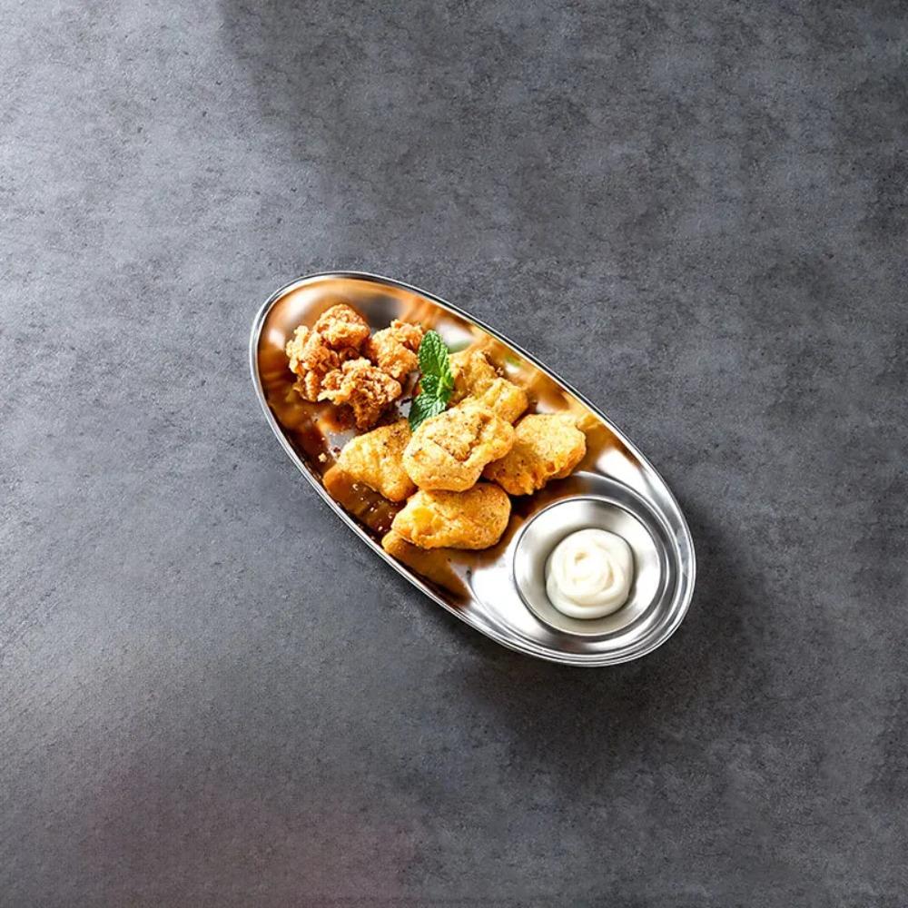 With Sauce Grid Dinner Tray Oval Sushi Plate Dumpling Tray French Fries Plate Hotel