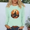 Women's Daily Casual Long-sleeved Flowers Printed Crew-neck Top