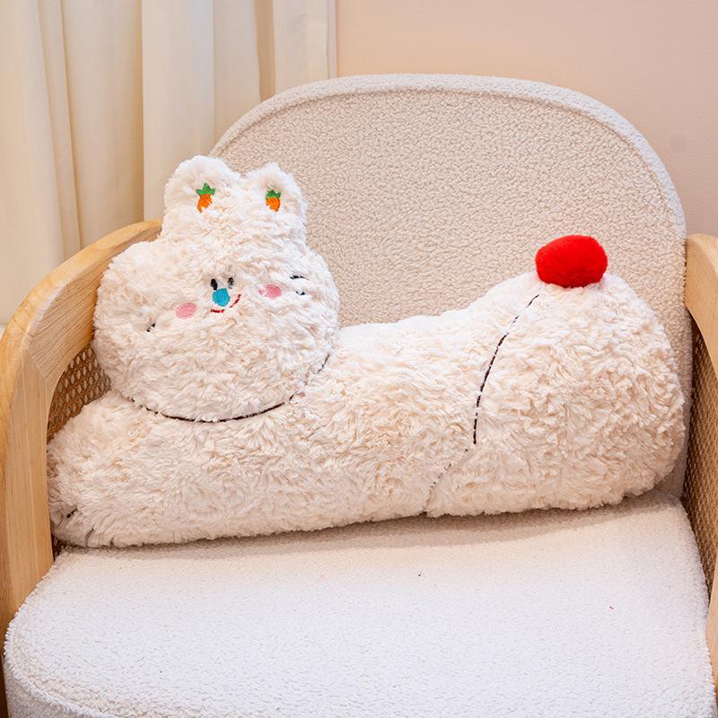 60cm Zoet Dier Pluche Kussen Gevuld Schnauzer Alpaca Konijn Liggend Kussen Rugsteun Woondecoratie Cadeau 60cm