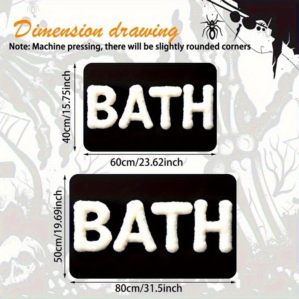 "BATH" Doormat, Quick-Dry Non-Slip Bath Rug, Modern Black White Door Carpet for Bathroom Entryway