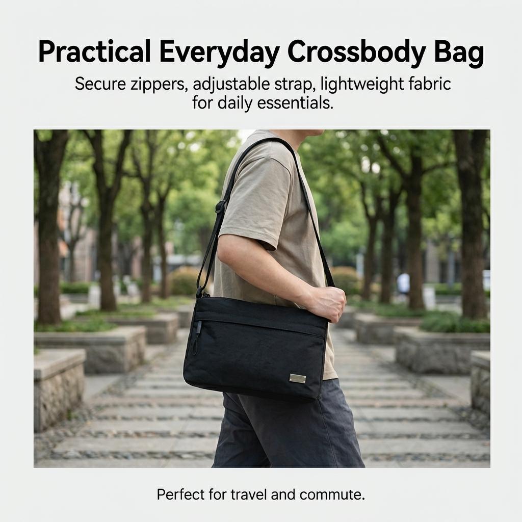Nylon Crossbody Bag For Men And Women Multi Compartment Storage Commuter Versatile