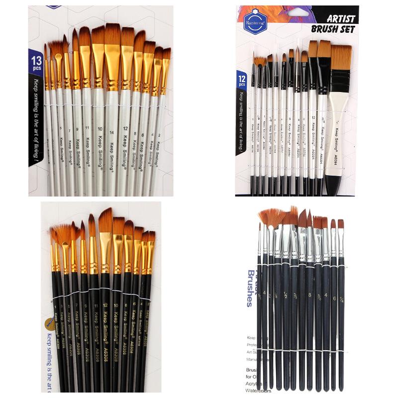 12-Piece Acrylic, Watercolor, and Oil Paint Brush Set – No Shed, Includes 13 Gouache Brushes