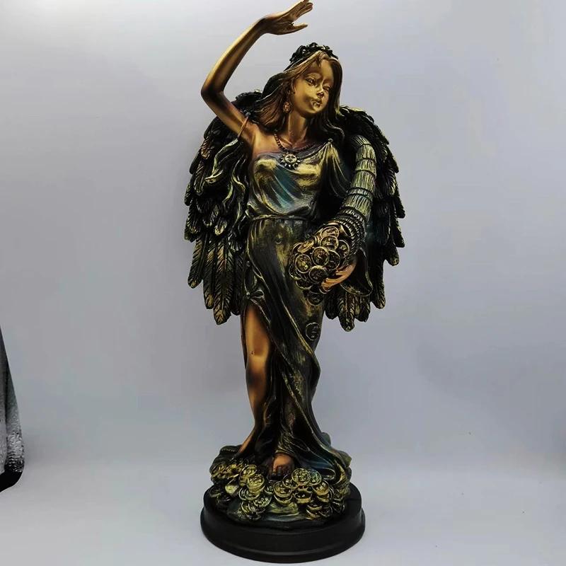 Ancient Greek Goddess of Wealth Resin Sculpture Retro Office Lucky Decoration Attracting Wealth Home Decoration Ornaments Gifts