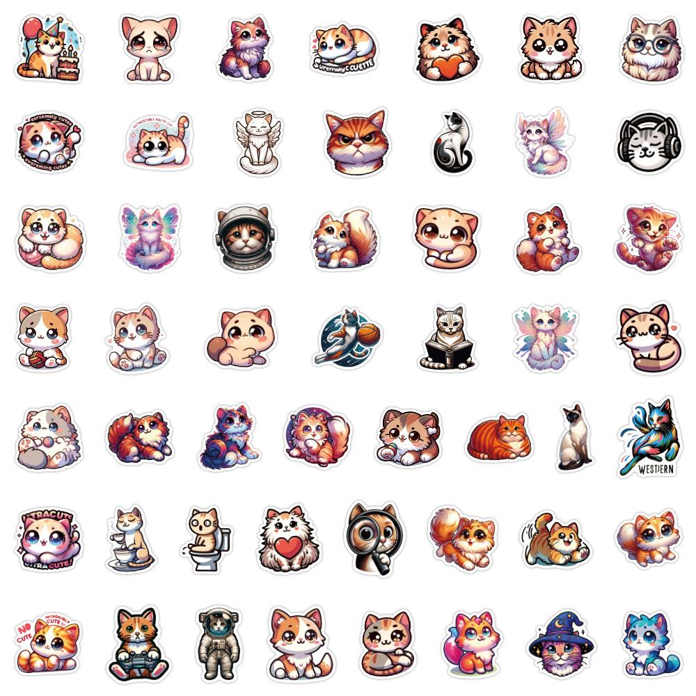 50 New Style Cat Graffiti Stickers Decorate Car Laptop Hand Note Waterproof Stickers