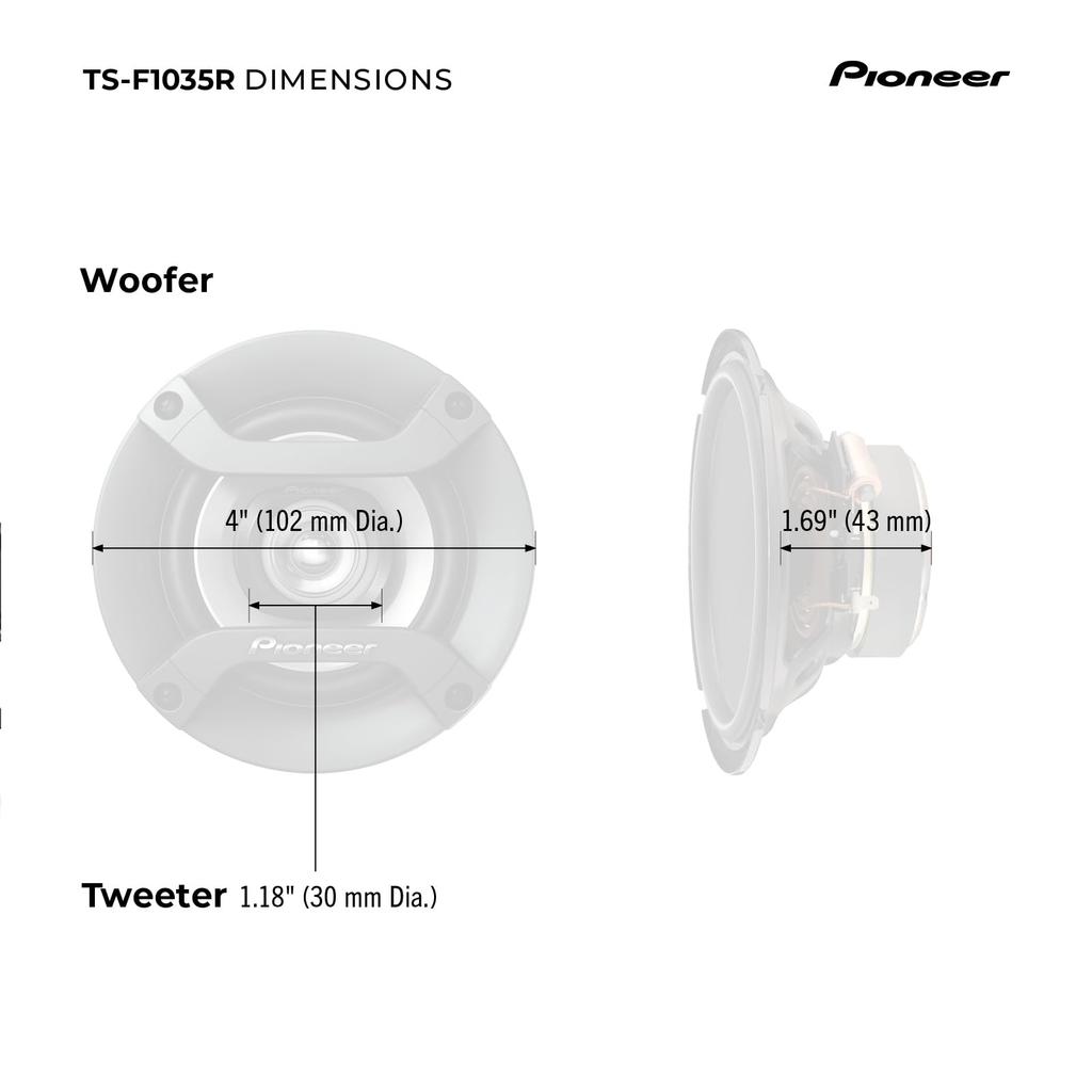 Pioneer TS-F1035R 2-Way Coaxial Car Audio Speakers - Full Range 4" Round Speakers, 150W Max Power (Pair)