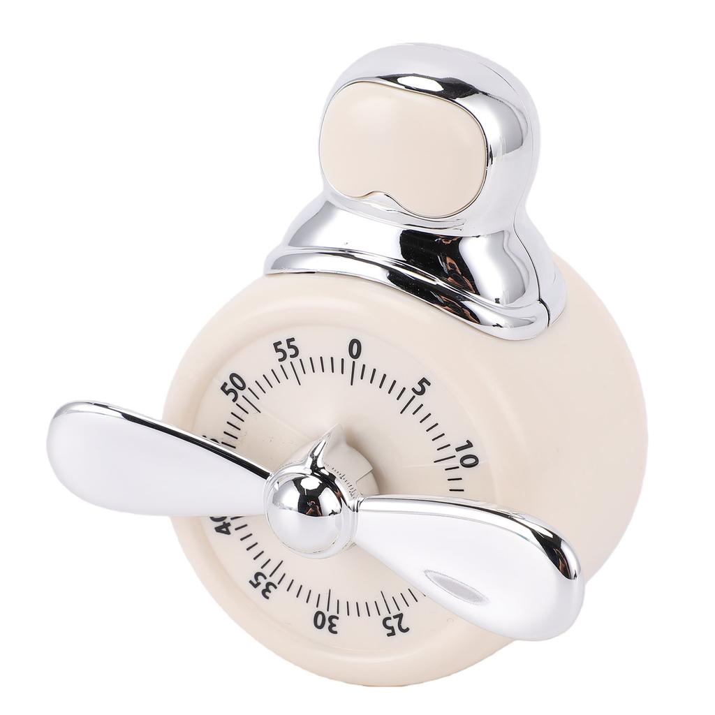 Timer da Cucina Magnetico Meccanico Senza Batterie 60 Minuti a Carica Manuale per Chef Cottura con Sveglia Beige