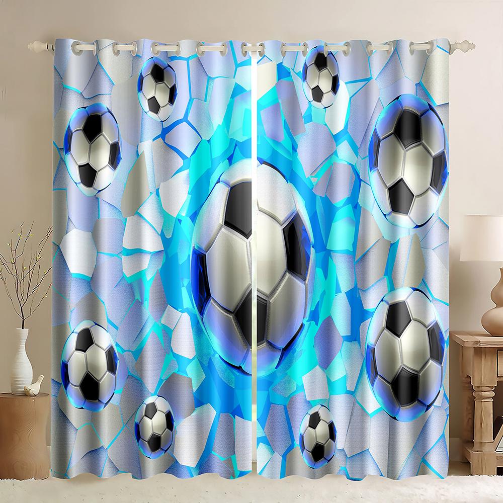 Tende da Finestra con Motivo Serie Calcio Tema Sportivo Tende Sottili Drappeggi Per Soggiorno Camera da Letto Camera dei Ragazzi Decorazione Casa 2023