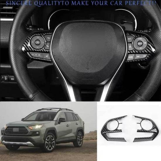 For Toyota RAV4 2019-2025 Carbon Fiber Steering Wheel Control Button Cover Trim