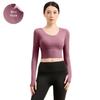 Cross-Back Yoga Long Sleeve Top with Chest Pad