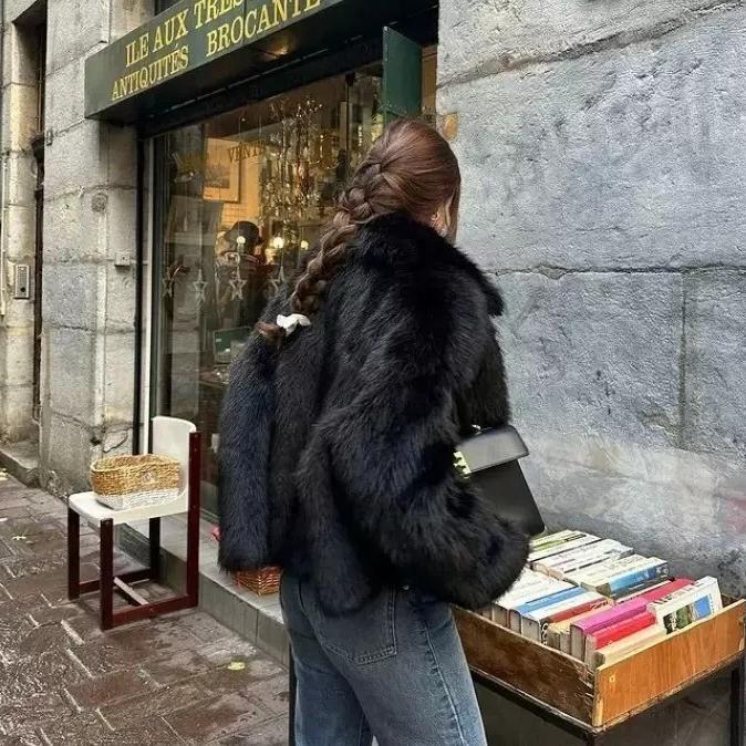 VAYLA Luxury Brand Autumn Winter Fur Coat Women Short Lazy Wind Fox Fur Jacket Cropped Fluffy Casaco De Pele Feminino