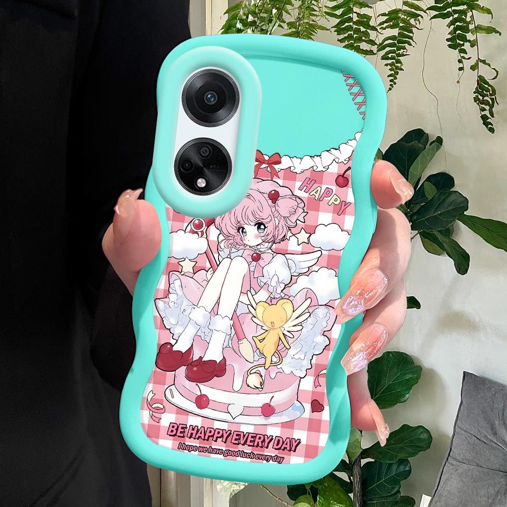 

Окрашенный узор Big Wave Edge Мягкий силиконовый материал Macaron чехол для телефона противоударный защитный резиновый чехол для OPPO Reno Realme Realme C35 синий