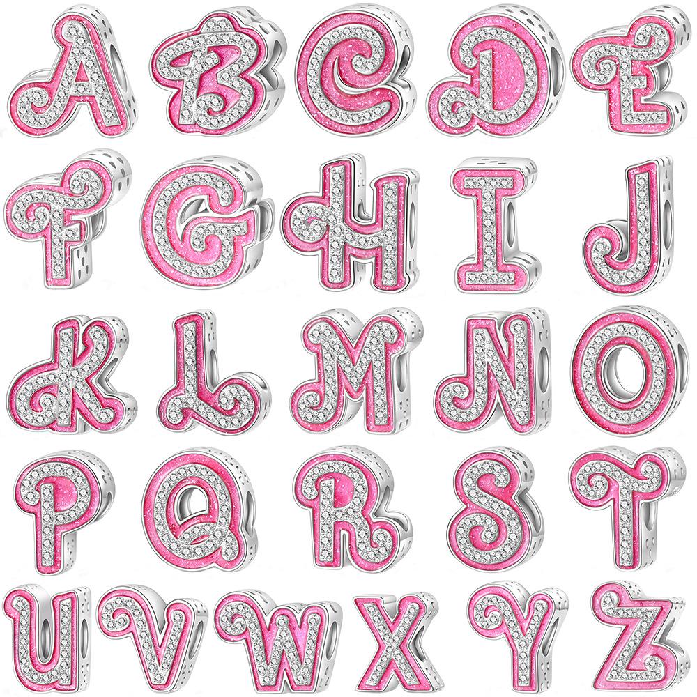 Fashion Barbie Pink Alphabet Beads DIY Bracelet Jewelry Making Kit with Charms