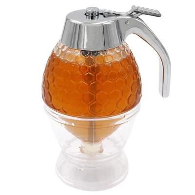 Honey Dispenser Portable Acrylic Honey Jar Container Honey Comb Shaped Honey Pot for Serving Honey