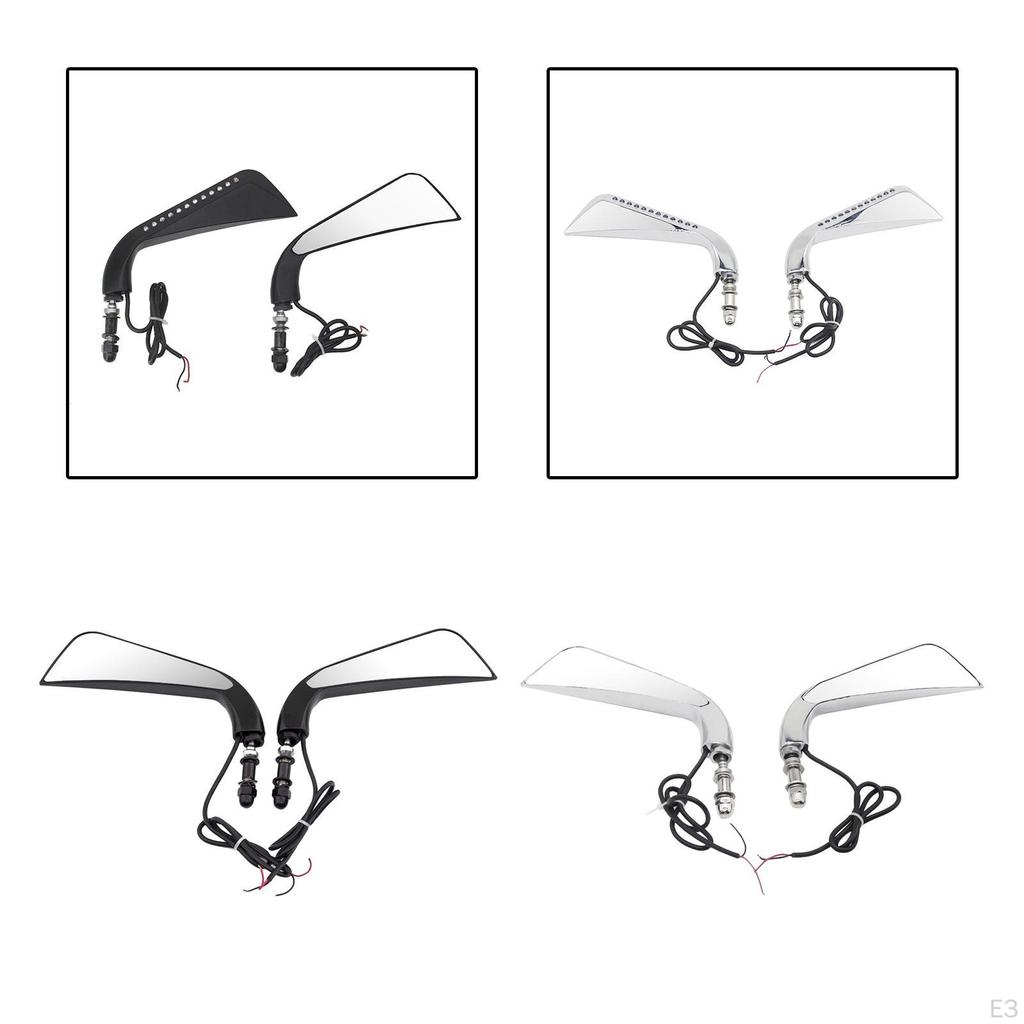 2 Pieces Motorcycle Rearview Mirrors, Rear View Mirror, with LED Turn Signal, Easy to Install,
