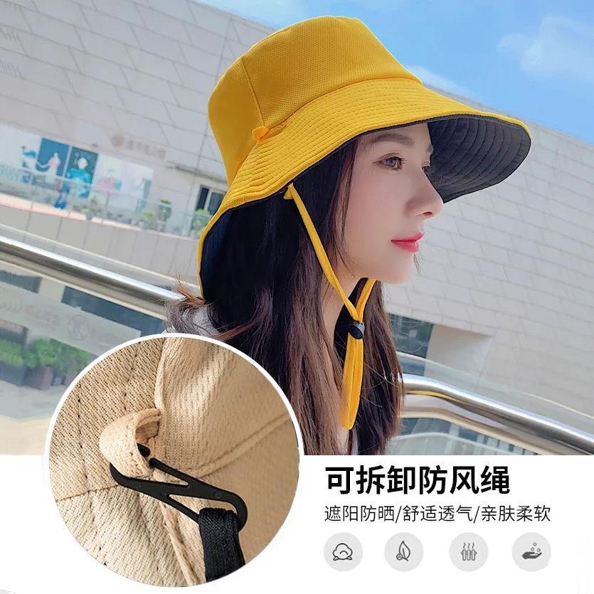 Fisherman's Hat Children's Spring and Autumn Outdoor Big Eaves Sunscreen Hat Versatile Double-sided Solid Color Foldable Sun Hat