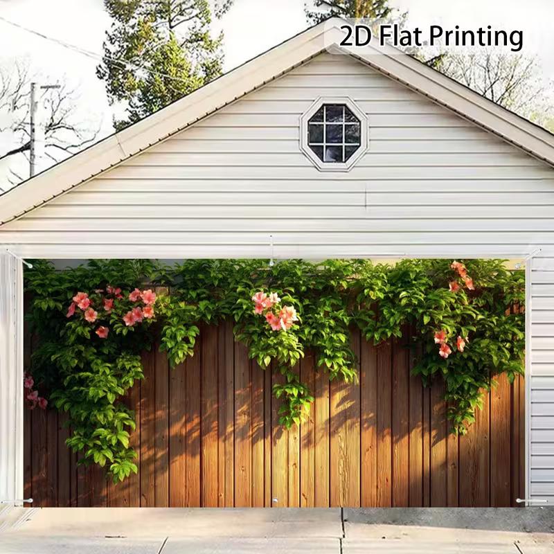 2D Cascading Bloom Vine Rustic Timber Patio Privacy Fence Cover