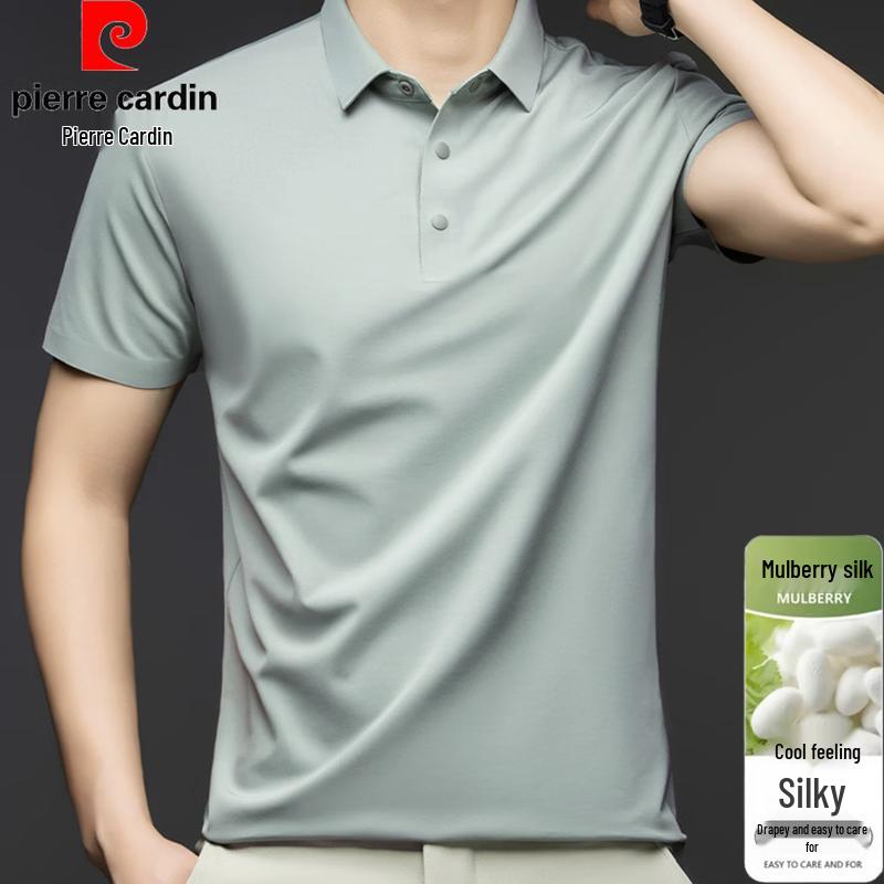 

Pierre Cardin Men s Silk-Linen Short Sleeve Polo Shirt XL