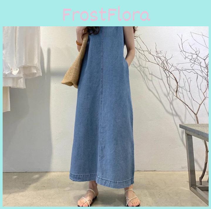 Bohemian Denim Dress With Pockets And Loose Fit For Casual Spring Wear