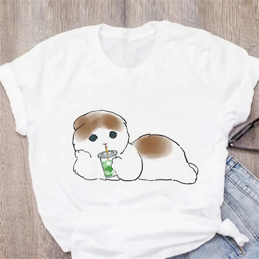 Pattern Printed Fashion Aesthetic Tops Tee Casual Cute Cat Funny Cartoon Womens Harajuku Short Sleeve Casual Aesthetic Clothes