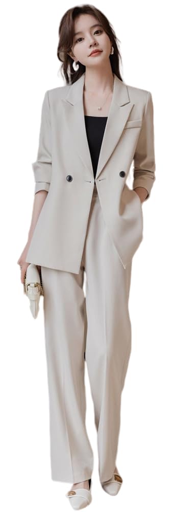 Suit Jacket Stylish Suit Formal Jacket Suit Office Casual Plus Size Office Spring Ceremony Plus Size [KOSIKINI] Women s Set, Women s Suit, Women s бежевый