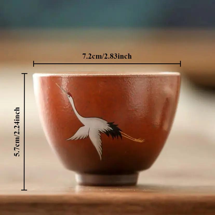 Ceașcă de ceai în stil tradițional chinezesc, model cocor zburător, ceașcă de ceai ceramică retro, ceașcă de cafea, căni din ceramică grosieră