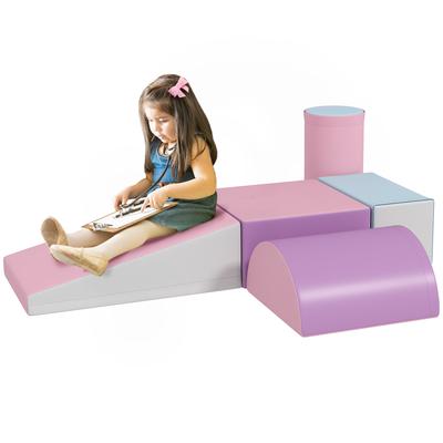Weiche Bausteine, Set mit 5 Schaumstoff-Bausteinen für Kinder von 1-3 Jahren, Kunstleder, Mehrfarbig