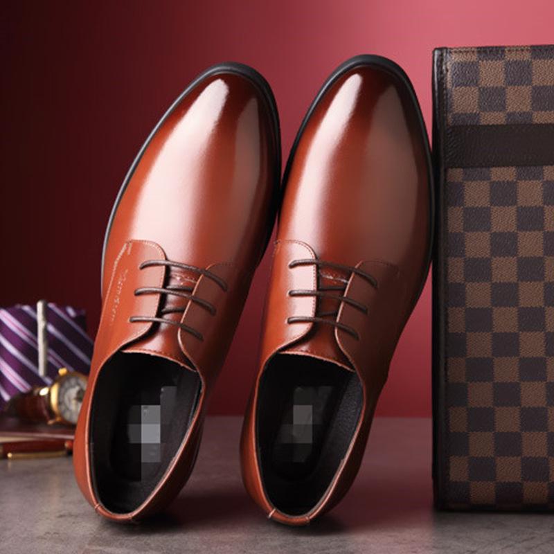 

Новые мужские кожаные туфли, модные деловые летние мужские туфли, черные повседневные черные туфли с круглым носком, мужские туфли 45 коричневый