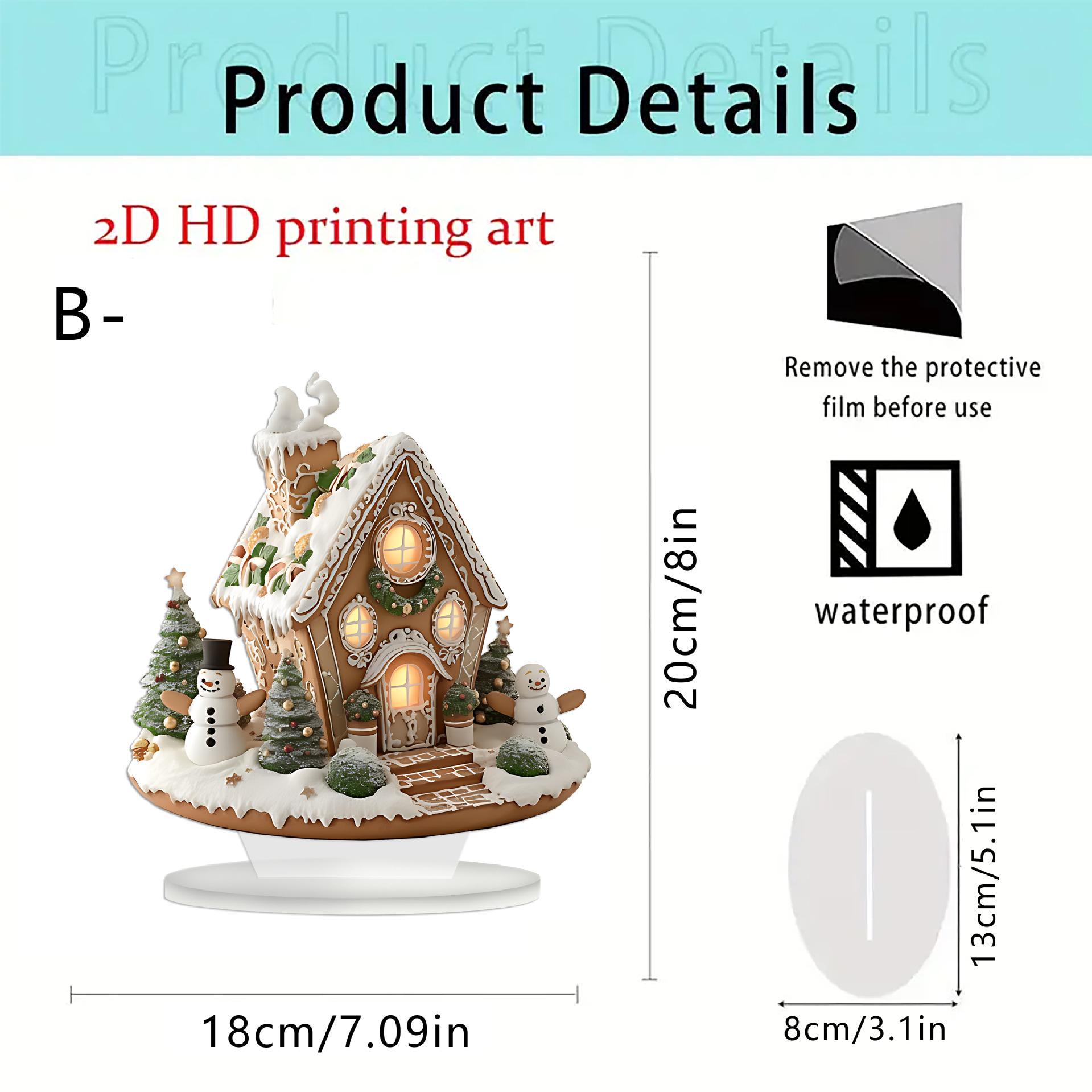 

Снежный домик, Рождественская елка, Акриловая табличка с основанием, Гостиная Спальня, Украшение для рабочего стола в офисе, Водонепроницаемое украшение